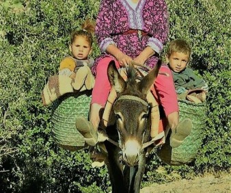 Berber lady and her children in Morocco